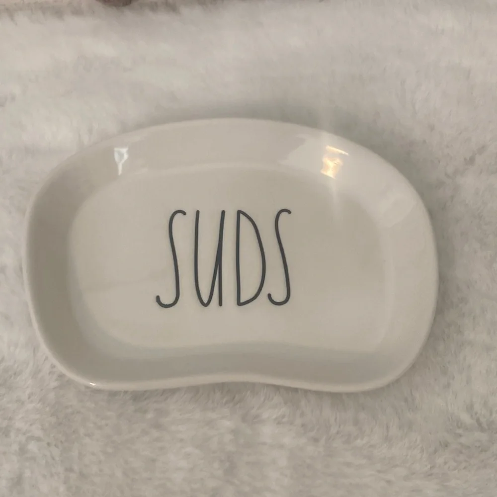 Rae Dunn Soap Dish with 'SUDS' Text